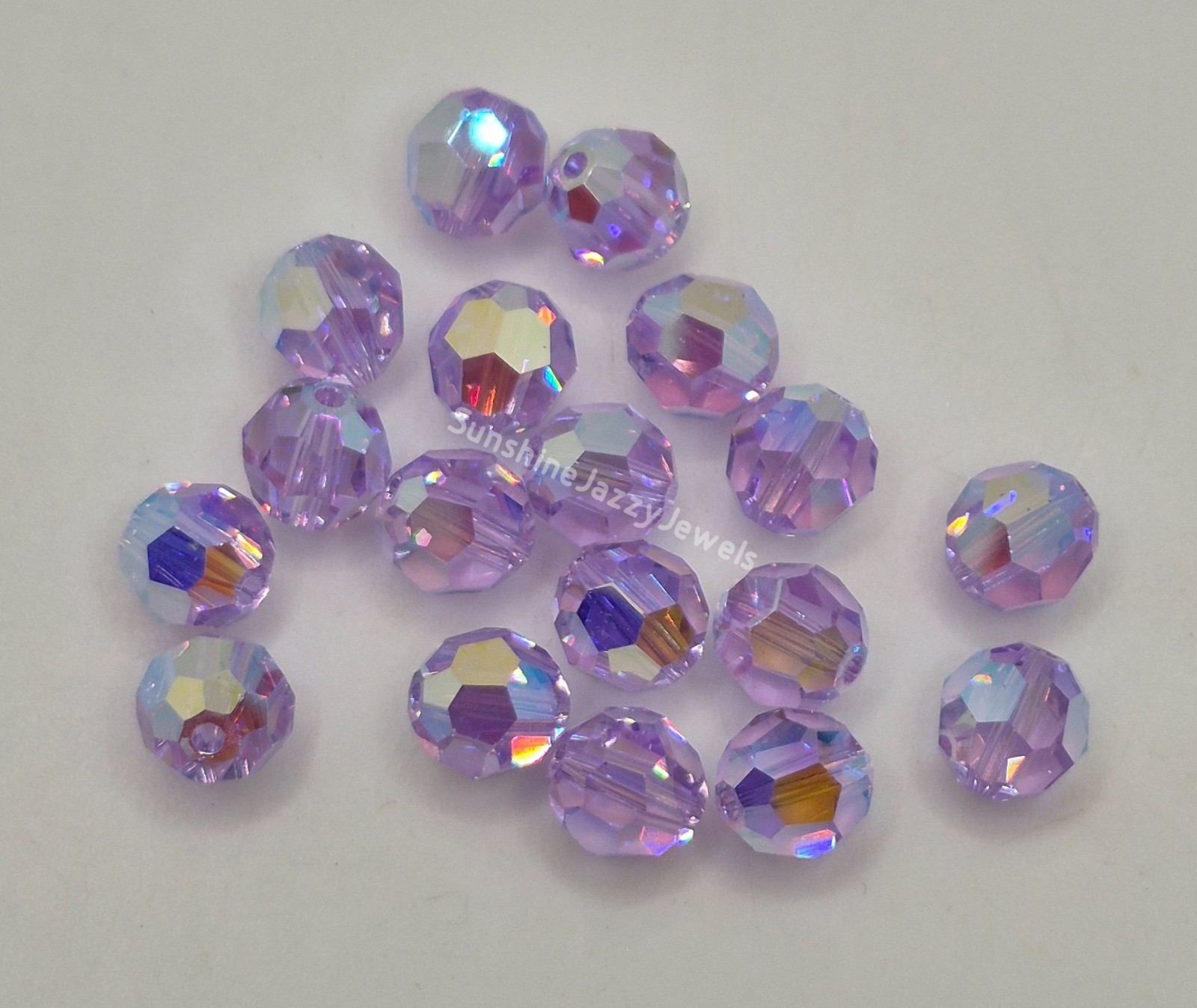 6pc Swarovski Crystal Violet AB2X 8mm Faceted Round 5000 Beads; Purple
