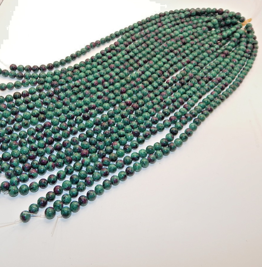 Ruby Zoisite 8mm Round Beads ( 16 inch Strand)
