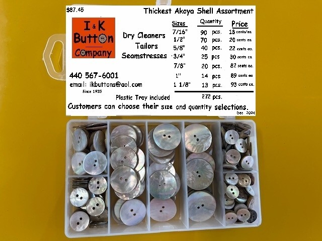 Dry Cleaners and Seamstresses -Akoya Shell Buttons – You build your own tray….