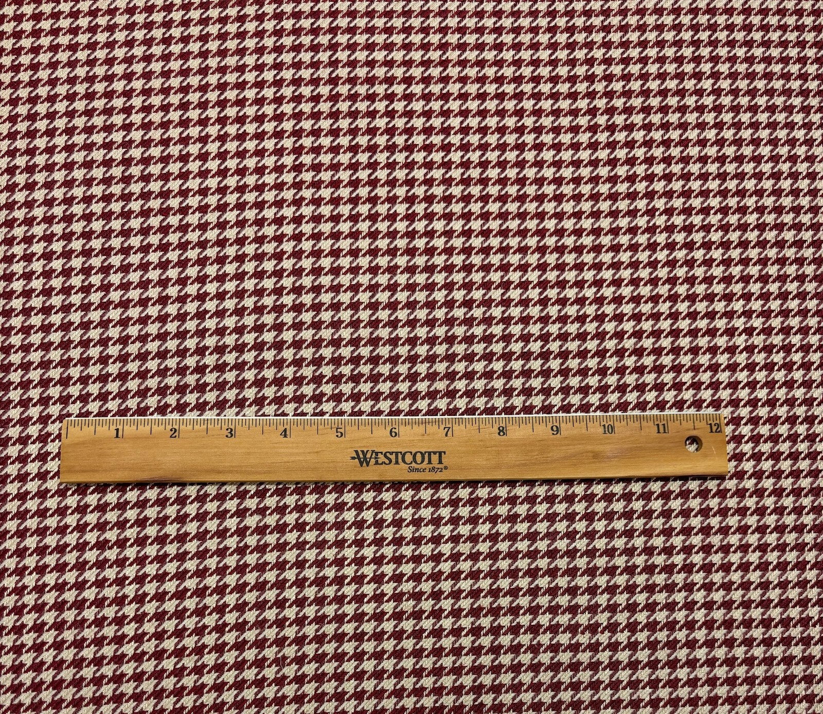 KRAVET HOUNDSTOOTH RED BEIGE WOVEN 100% COTTON MULTIUSE FABRIC BY YARD 54″W