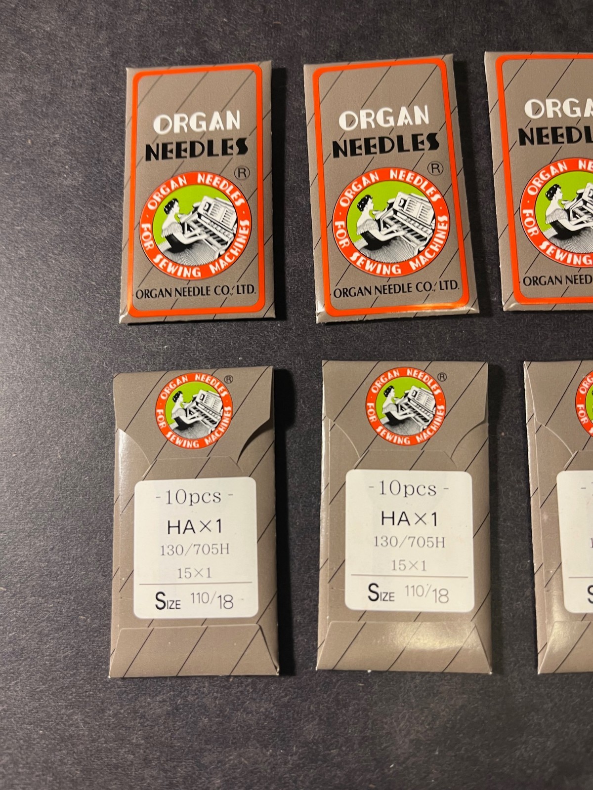 NOS-(10)-Organ Sewing Machine Needles**HAx1**130/705H**15X1**Size:110/18**