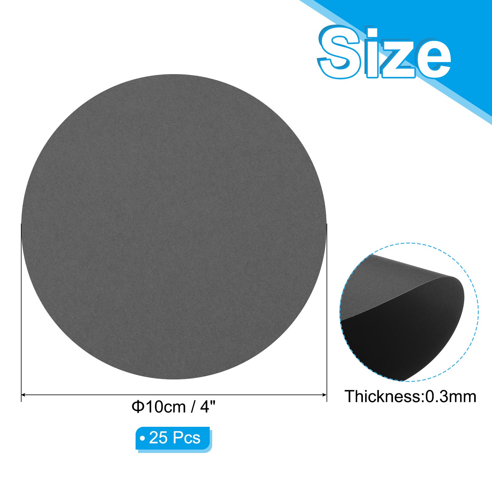 4inch Circle Card Stock, 25Pcs Cutouts Paper 250g Thick Cardstock Coaster Black