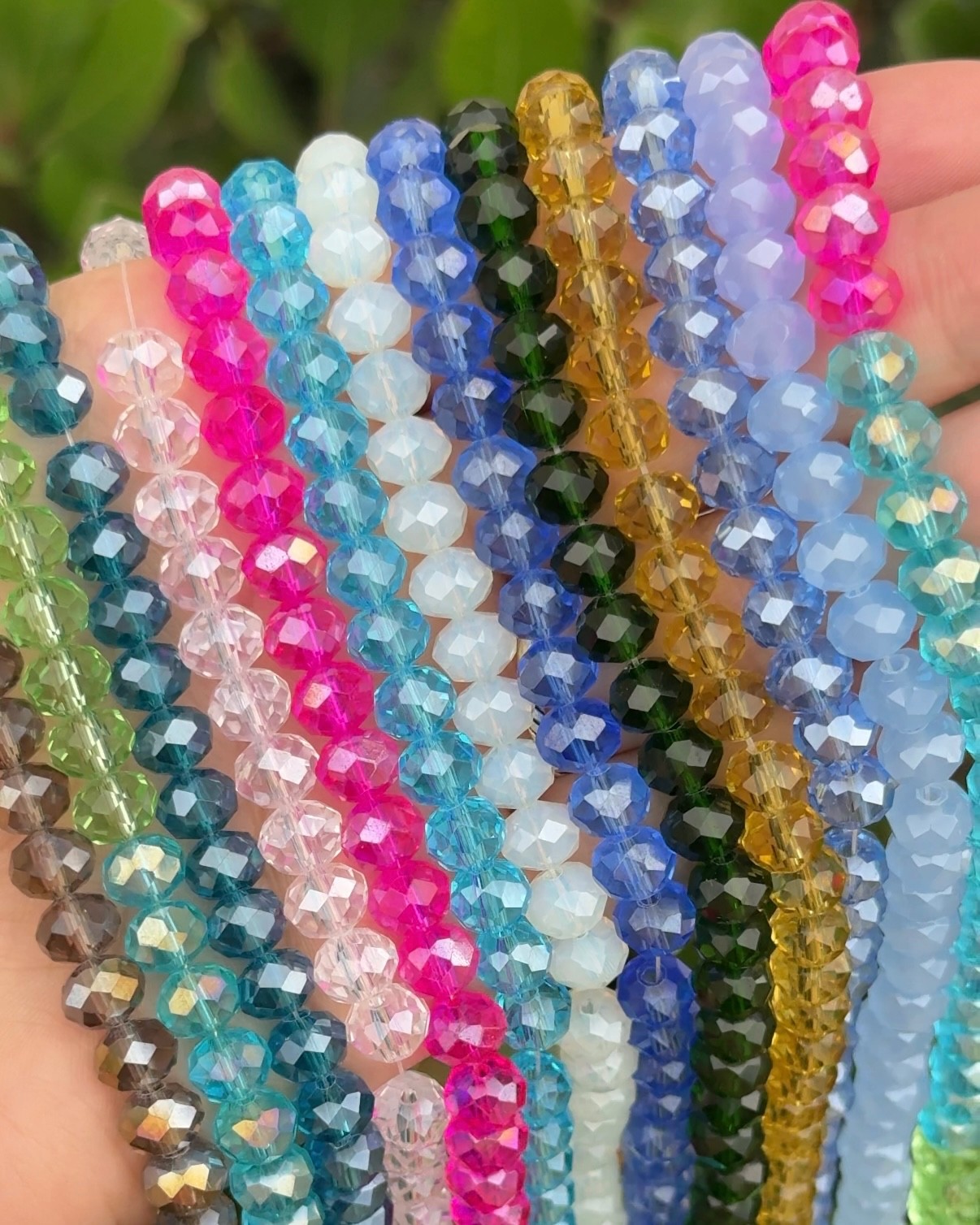 8mm Faceted Glass Rondelle Beads, 15 Inch Strand, Sparkly Crystal Beads, Jewelry