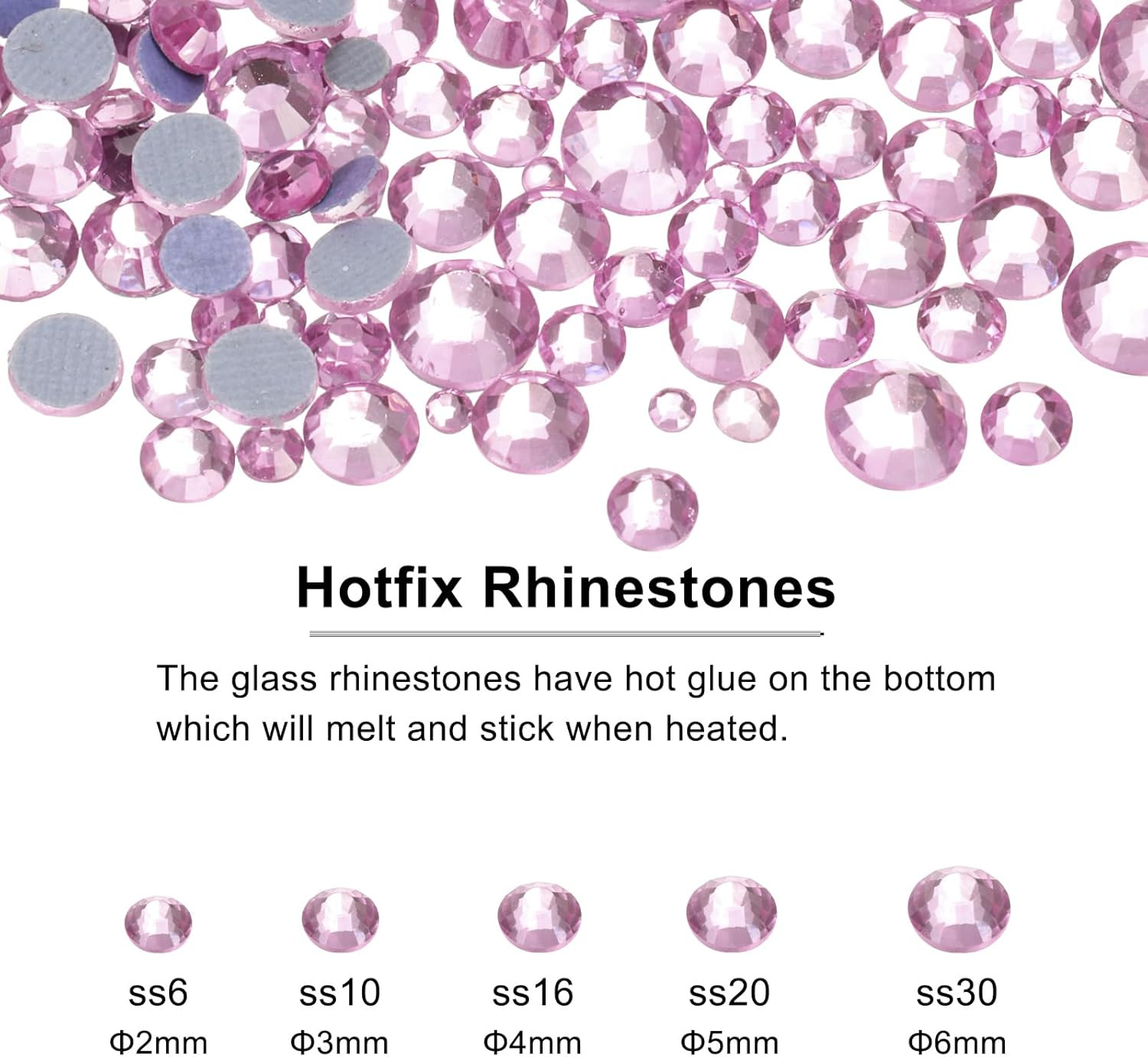 1036 Pcs Hotfix Rhinestones Flatback Crystal Glass Gems with Clear Bag Nail Art