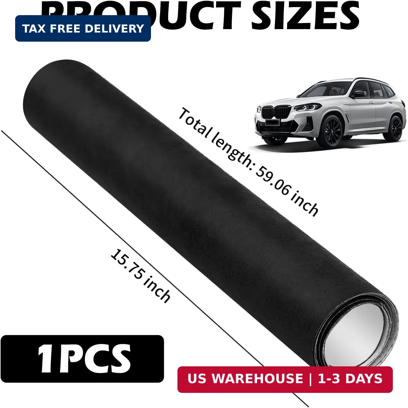 59.06″x15.75″ Black Suede Headliner,Cuttable & Self-Adhesive Suede Fabric Interi