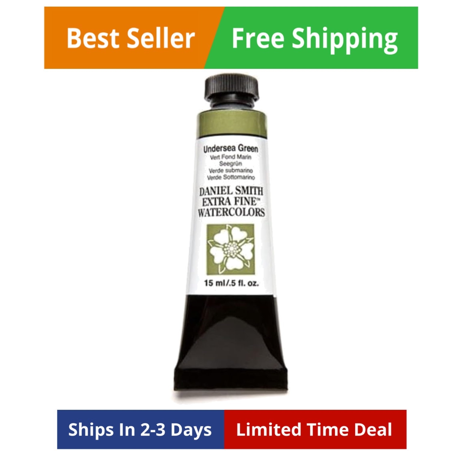 19093 Extra Fine Watercolor 15ml Paint Tube, Undersea Green , 0.5 Fl Oz Pack …