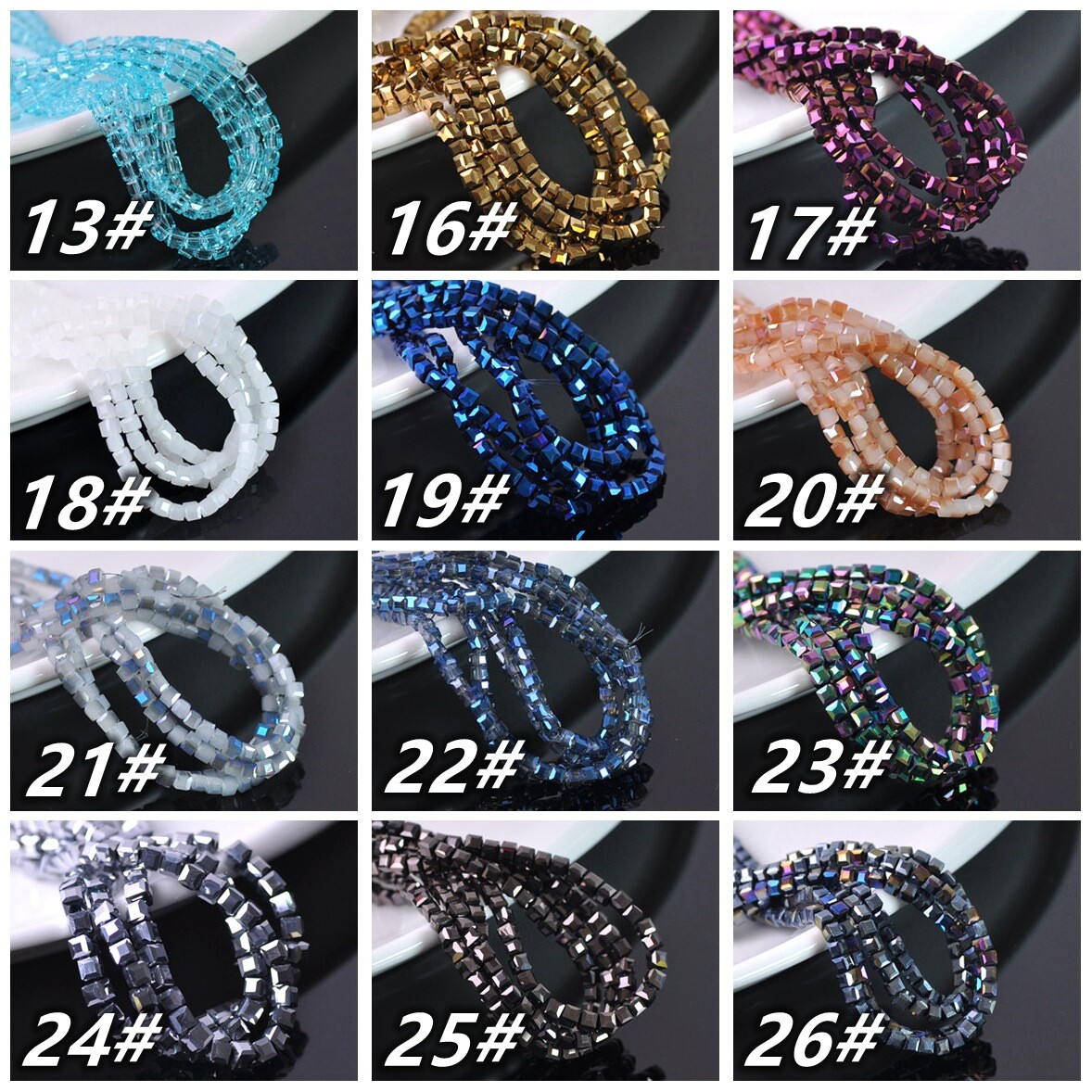 100pcs 4mm Small Cube Faceted Cut Crystal Glass Loose Beads Lot for DIY Jewelry