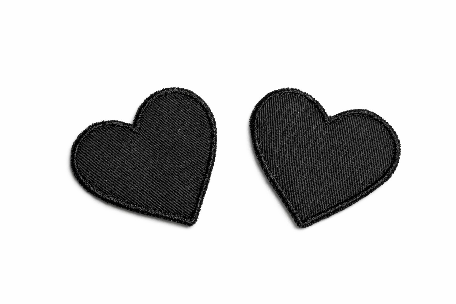 (2 Pack) Heart Iron-On Patch – 1.77 x 1.88 in – Embroidered Applique – Black