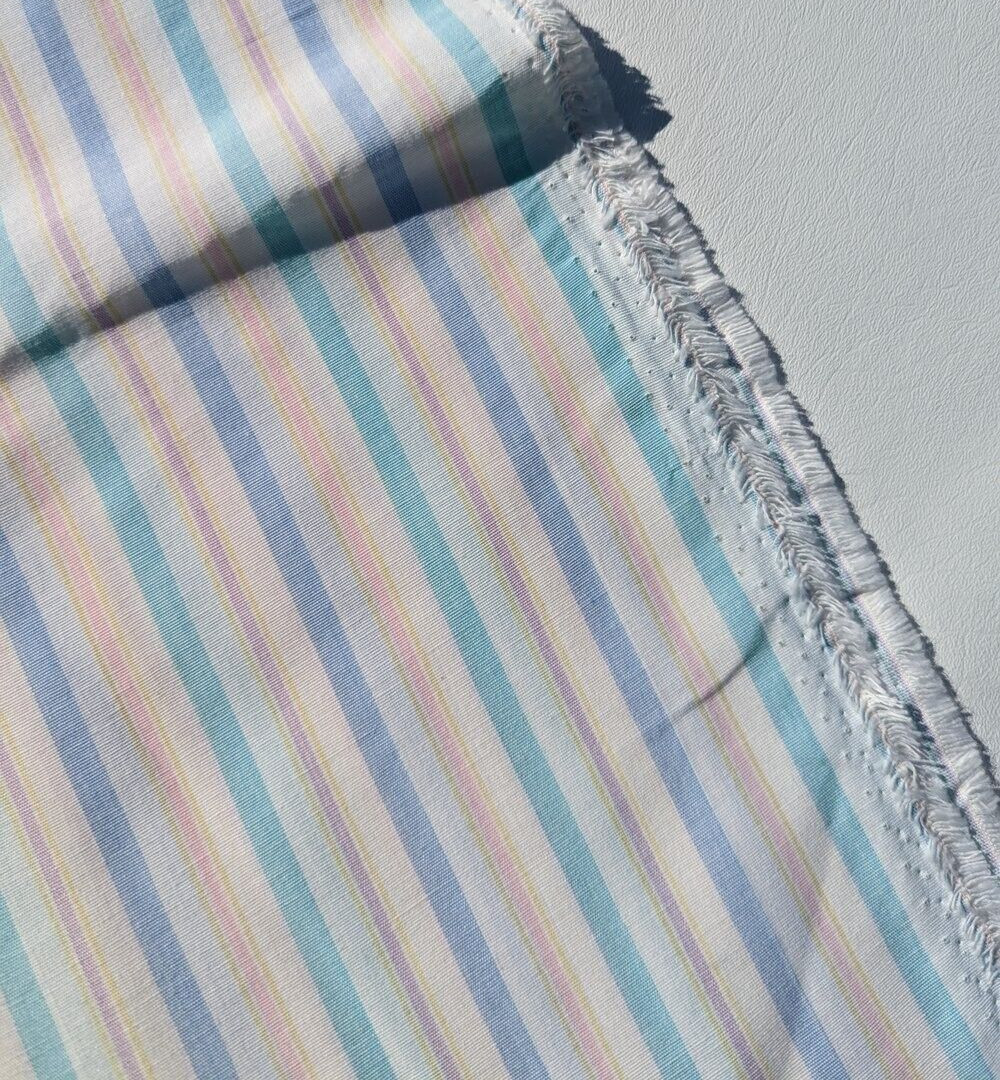Pastel Stripes (Bue, Pink, Purple, Yellow) Vintage Cotton Fabric – 1 Yard