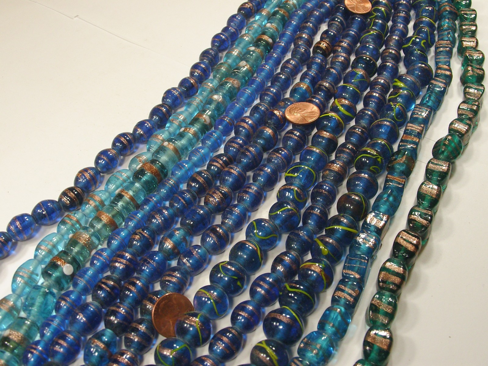 12 Strands (15″) Assorted Styles Blue India Handmade Lampwork Beads (RNF-2) ⭐