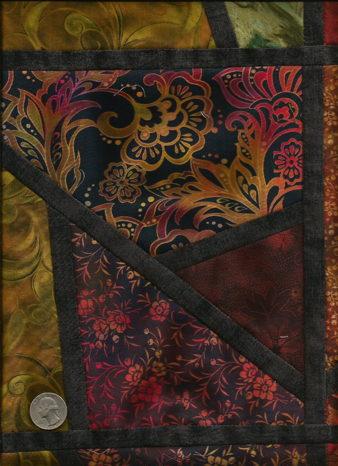 A Bright & Bold Mosaic Pattern Quilt Top by Jordan Fabrics- (70 x 80 approx)