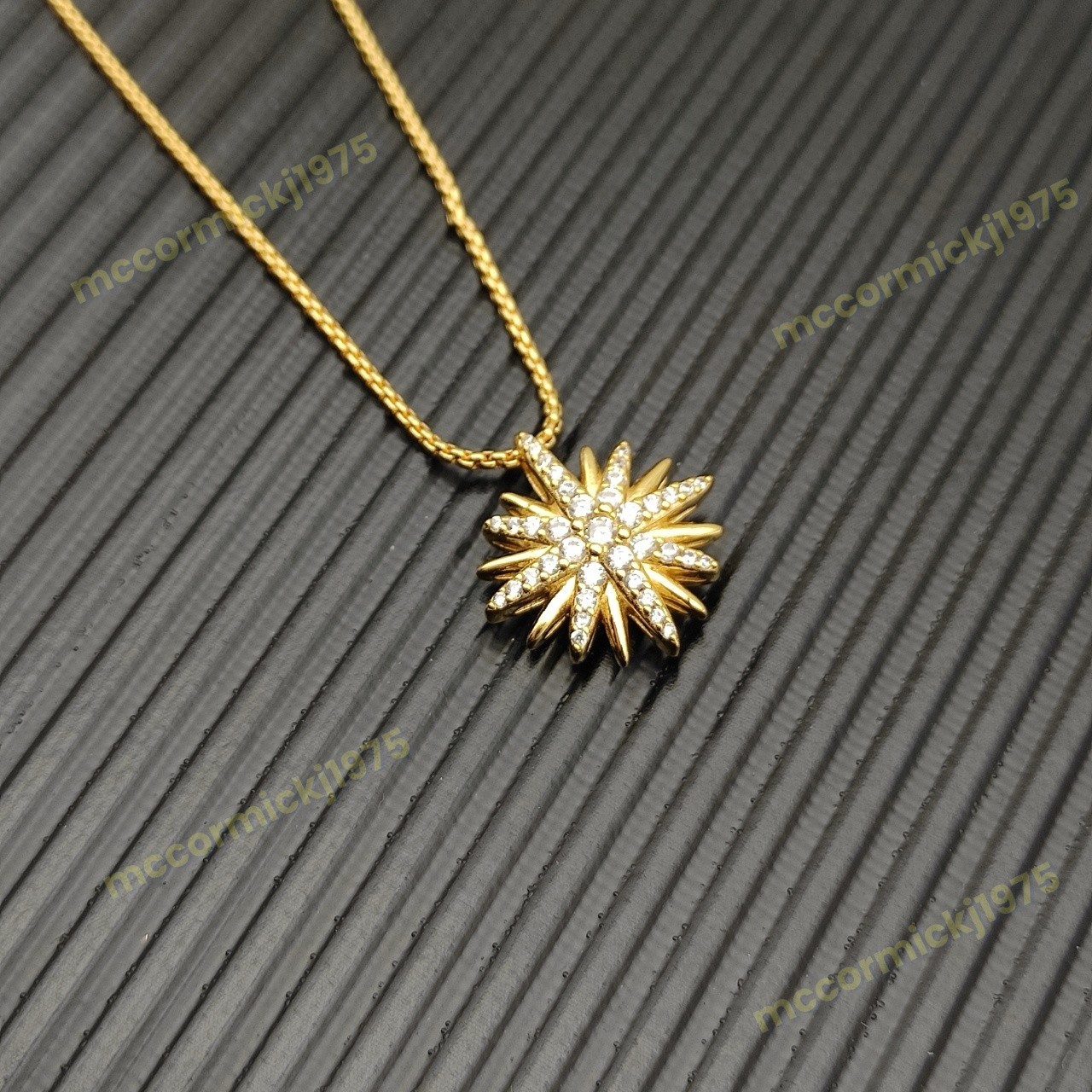 New.DavldYurman.Starburst.Diamond Sterling GOLD Women pendant necklace