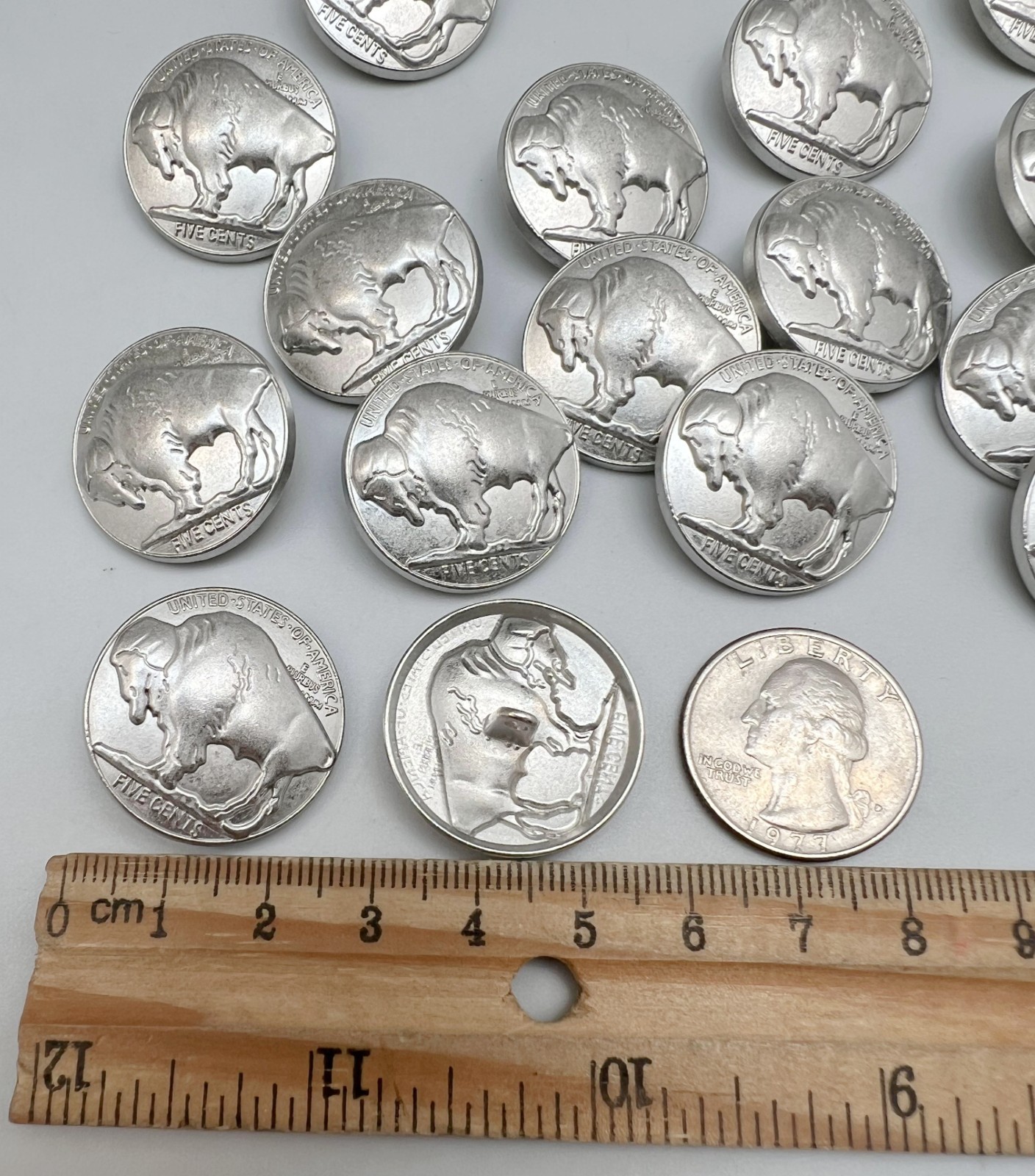 10PC Matte Silver Buffalo Rustic Metal Buttons Shank Buttons 1″ 26mm