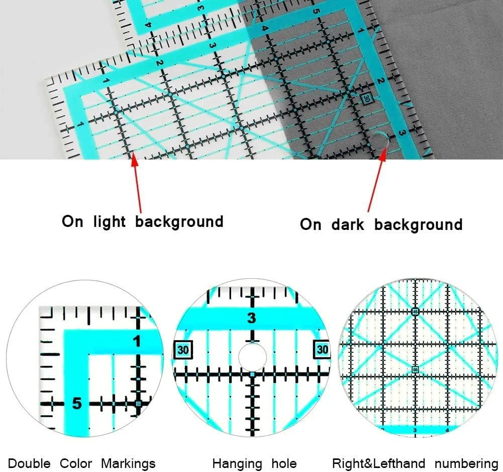 Acrylic Quilting Rulers Set – 3 Square Templates for Fabric Cutting