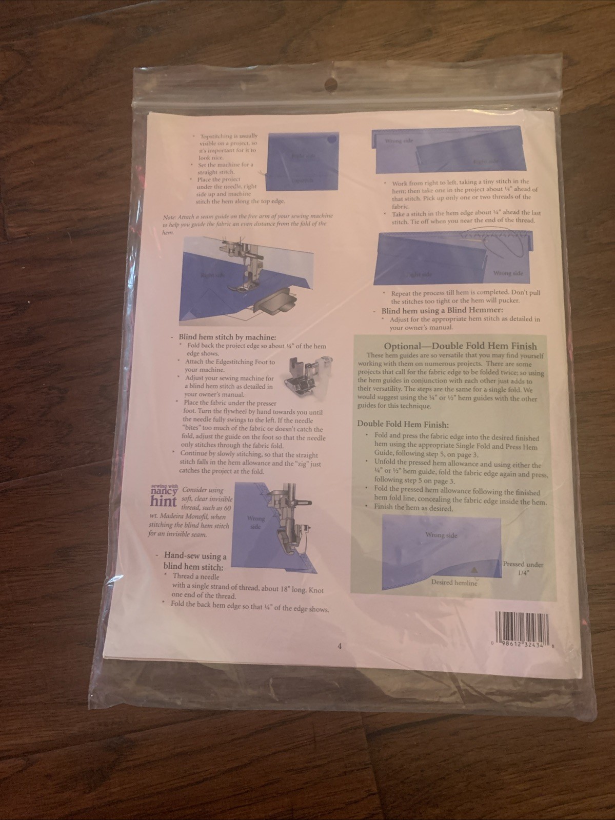 Sewing with Nancy Hem Guide Set New Single Fold and Press