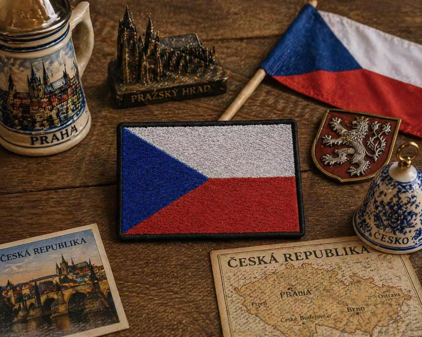 Czech Republic Flag Embroidered Applique Iron-On/Hook & Loop Patch 3″ x 2″
