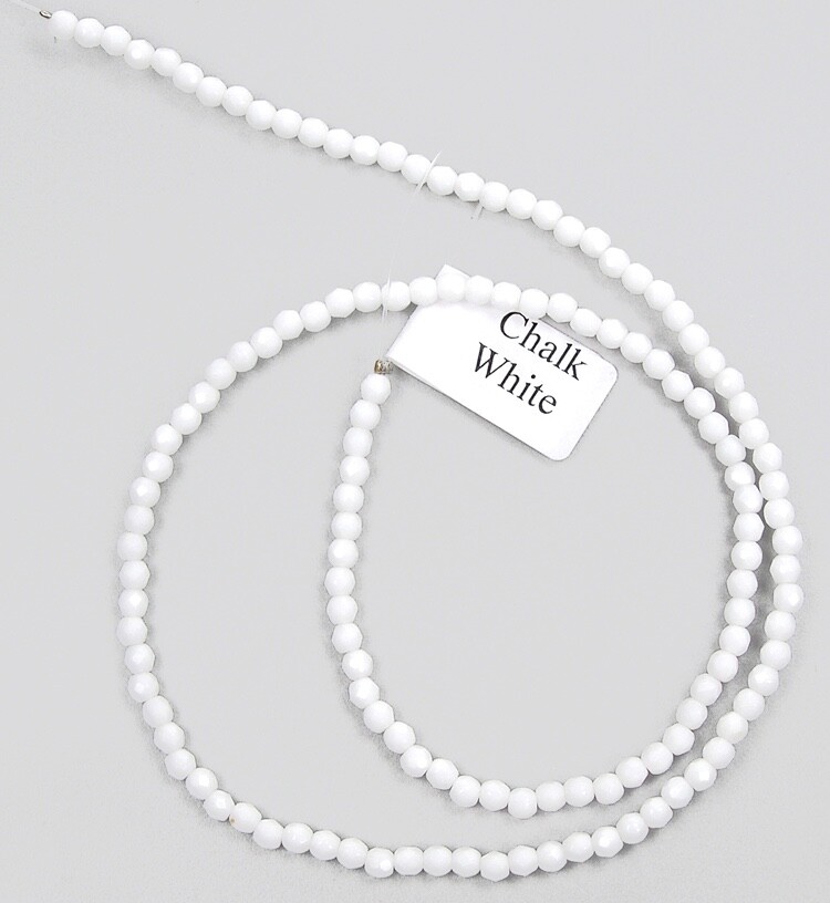 Czech Fire Polished Round Faceted Glass Beads Chalk White Opaque 3mm 4mm 6mm 8mm