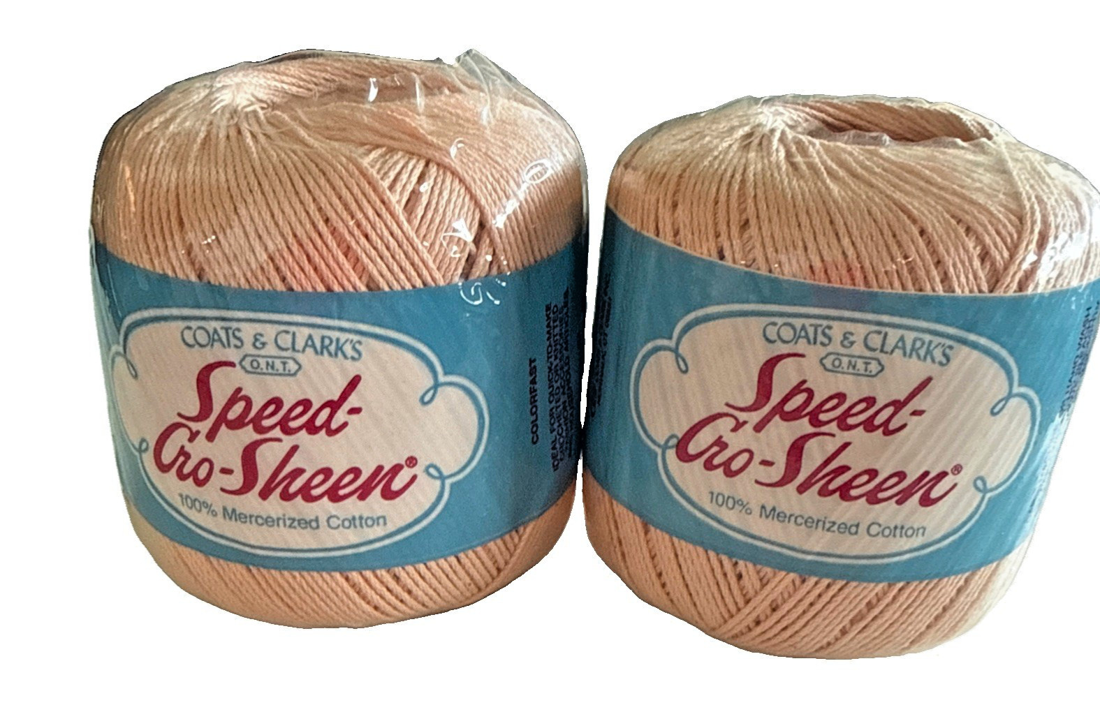 Coats & Clark Speed-Cro-Sheen Two 100yd Rolls C-44 Peach 161 100% Cotton
