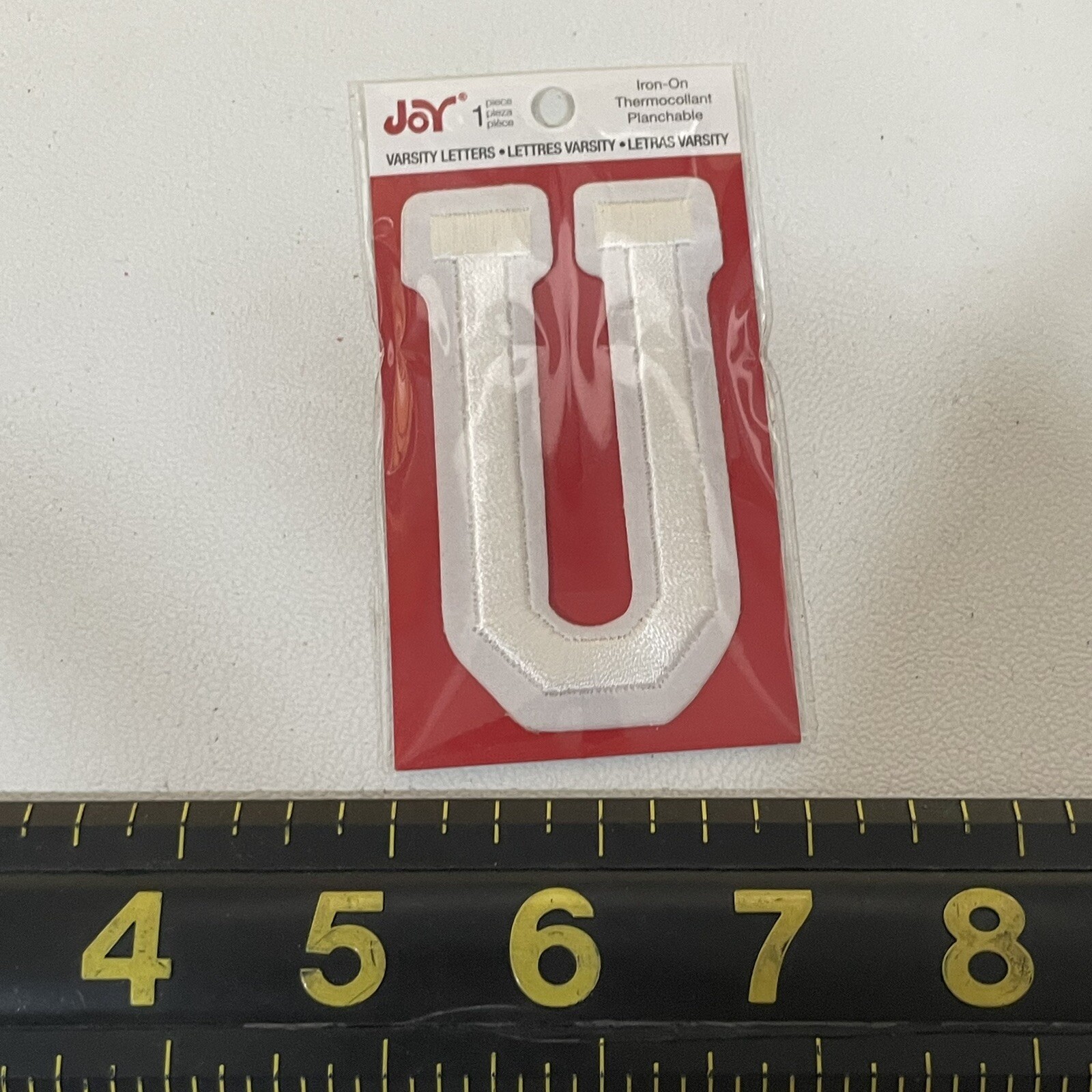 3” Tall “U” White Letter Initial U Patch M010