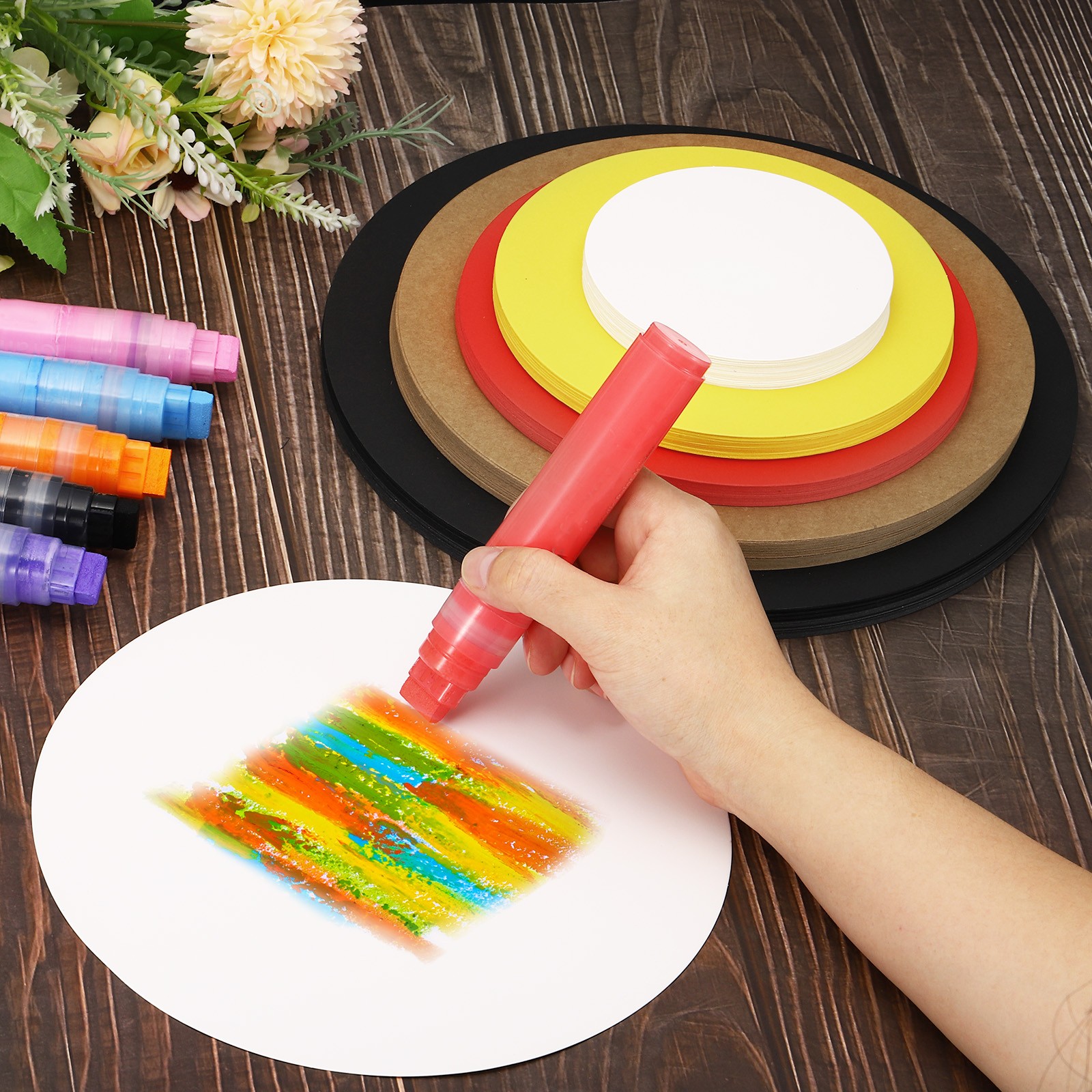 4inch Circle Card Stock, 25Pcs Cutouts Paper 250g Thick Cardstock Coaster Black