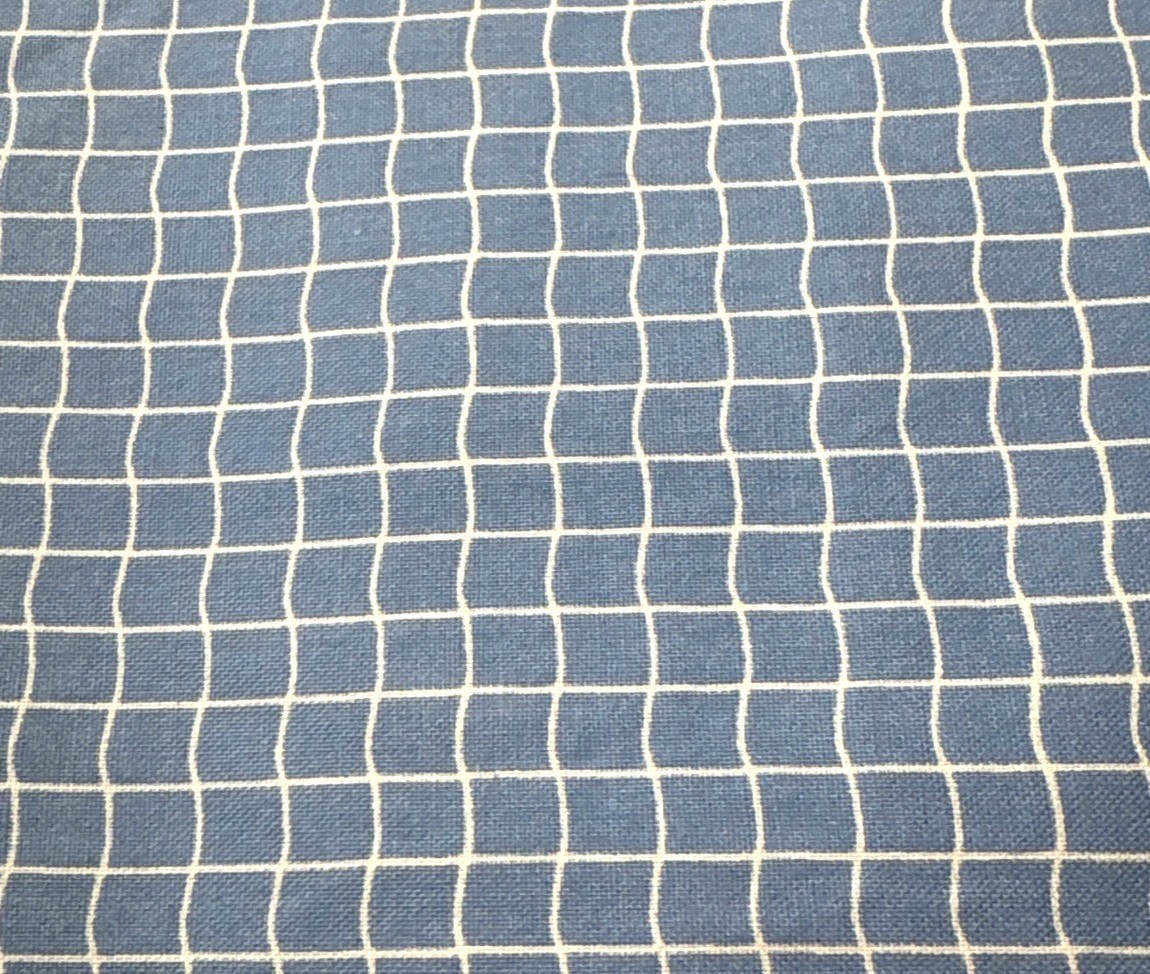 Blue & White Grid Cotton Fabric 20×18″ Crafting Sewing Quilting Material