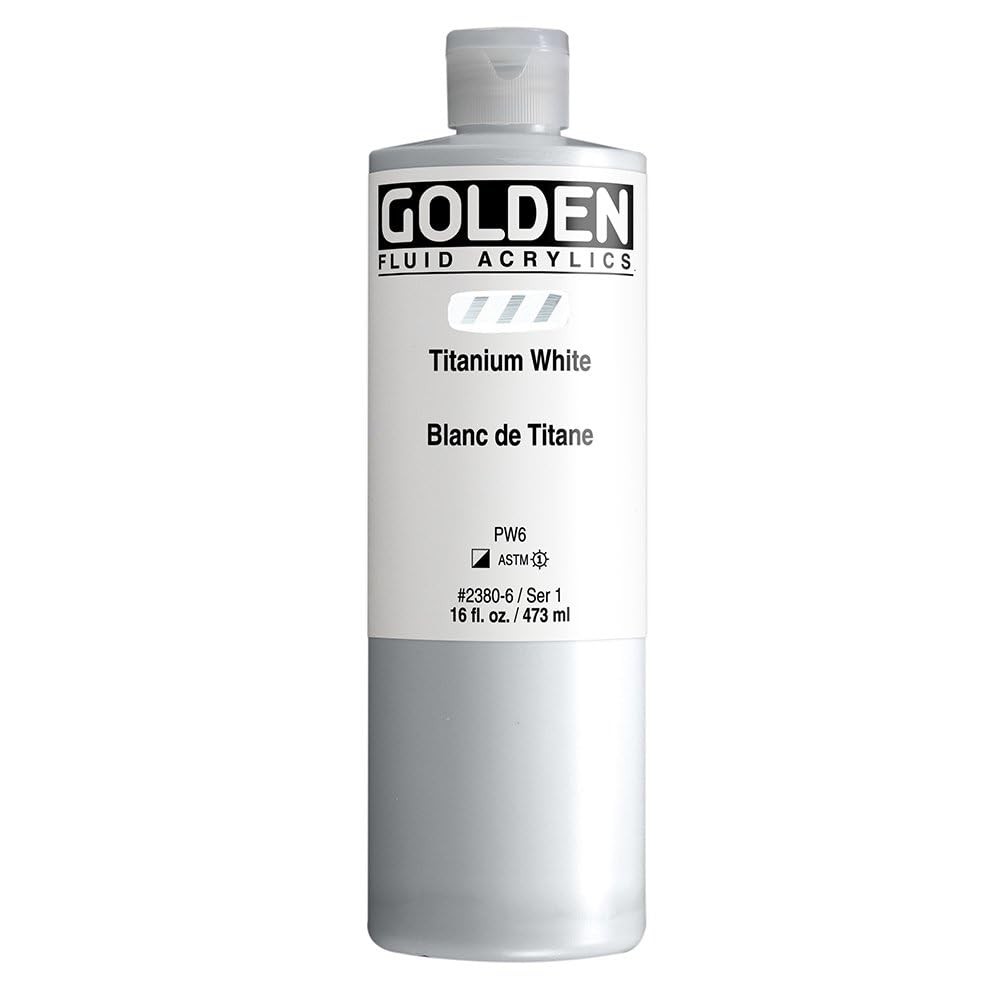Fluid Acrylics by GOLDEN, Titanium 16 Fl Oz (Pack of 1), White
