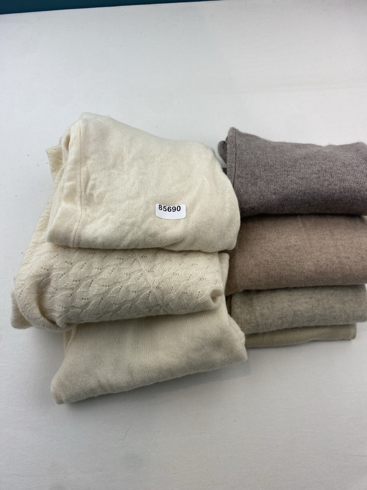 Lot of 100% Cashmere Fabric Cutter Craft Upcycle Flaw Ivory Beige Brown 2lb 8oz