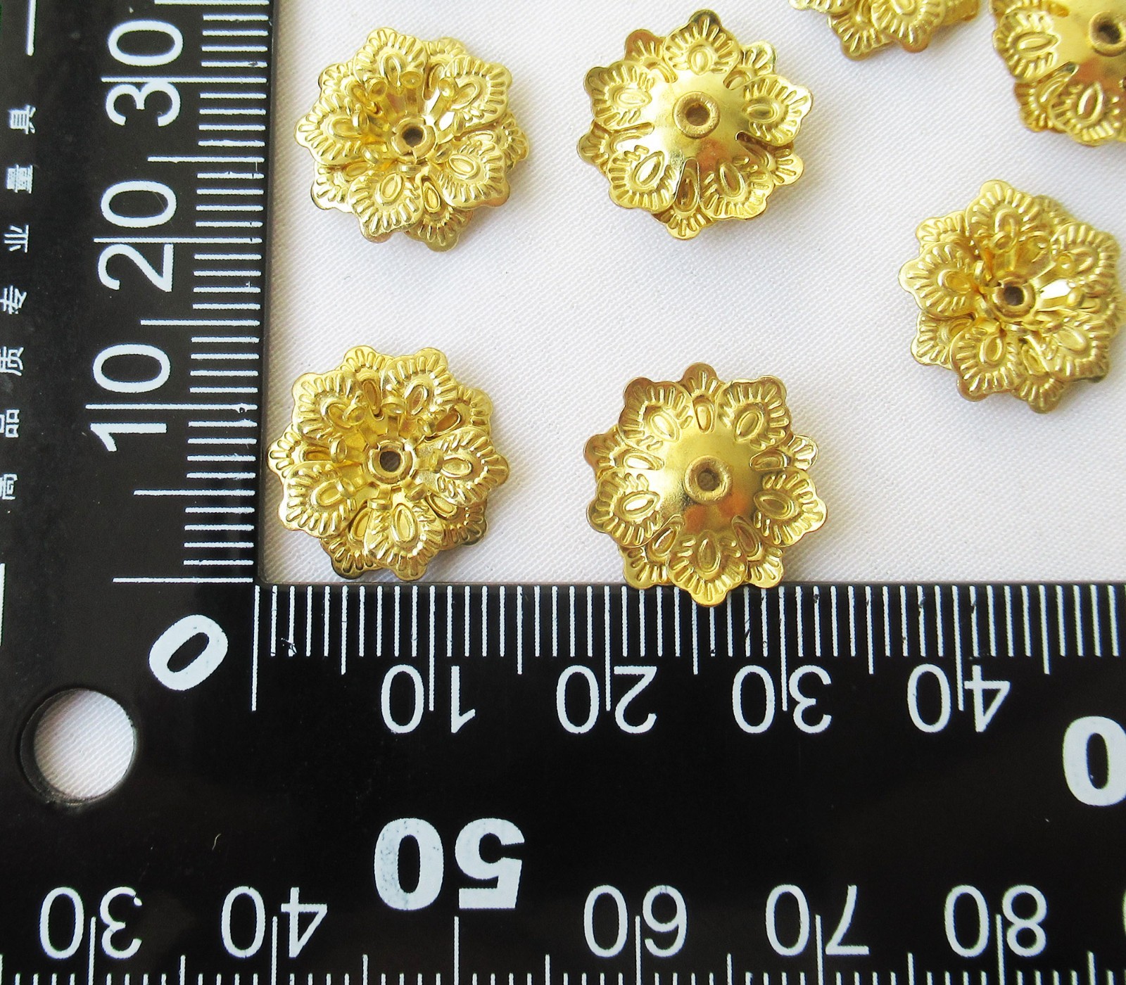 100pcs Assembled Flowers 14mm Brass Floral Findings for DIY Crafts Making