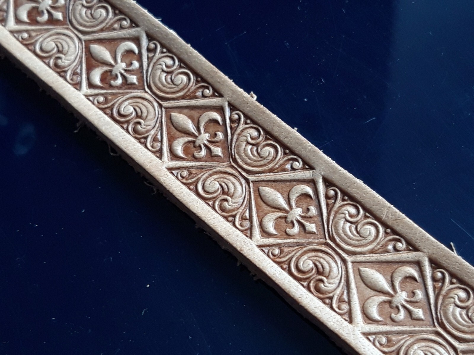 SET of Ornamental rhomboid and Fleur de lis Brass hand made Leather stamps