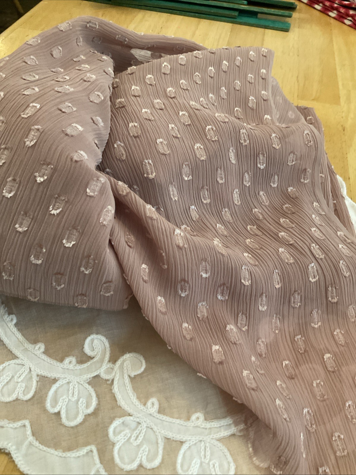 44” X 3yds Sheer Dress Taupe Color Textured Fabric