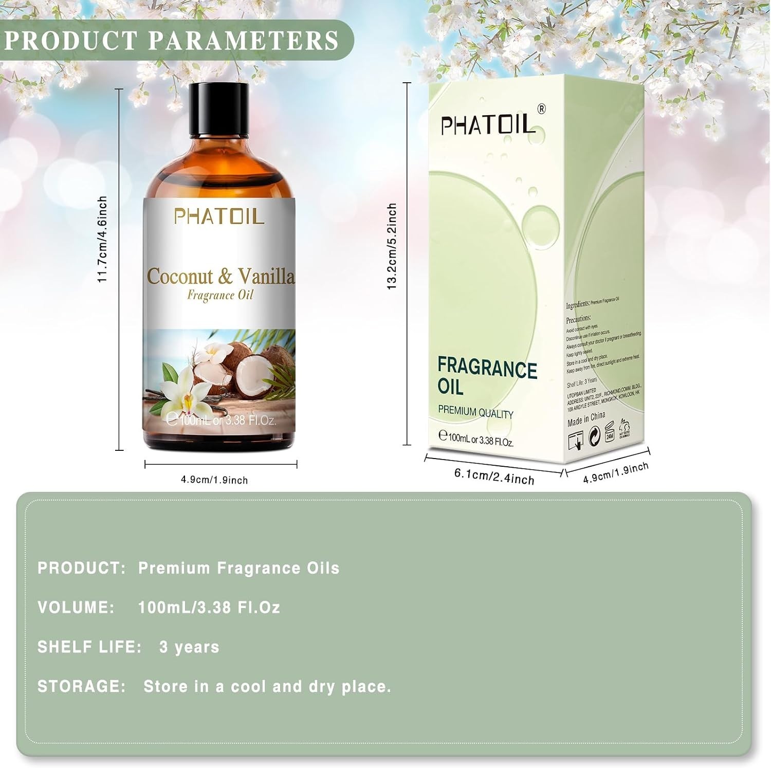 Cruelty-Free 3.38FL.OZ Coconut & Vanilla Fragrance Oils – Versatile Aromatherapy
