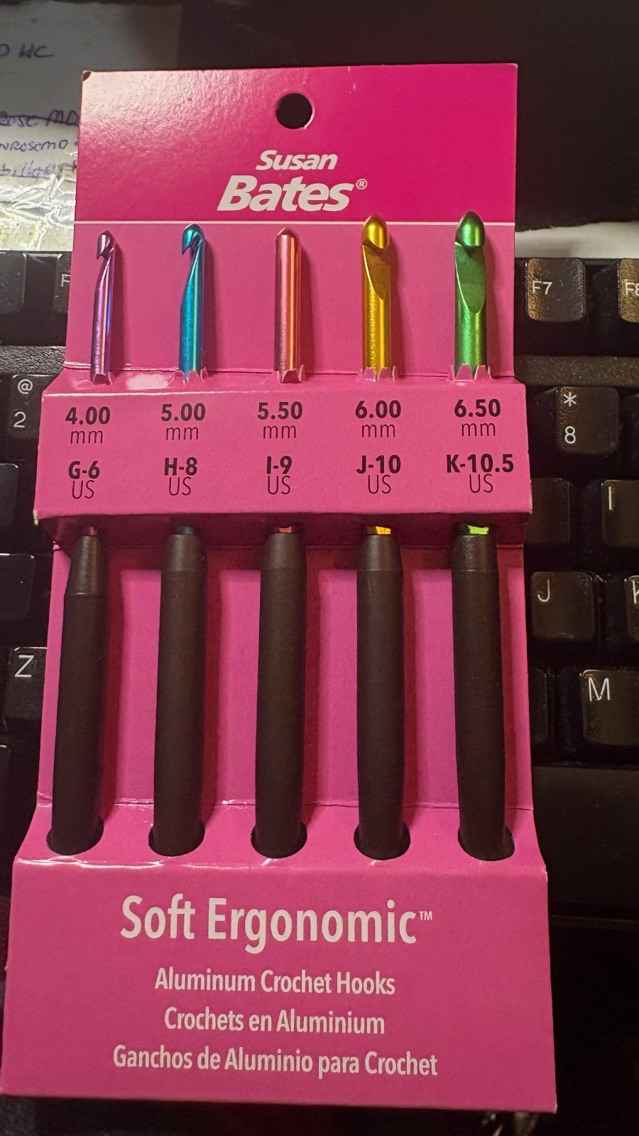 Susan Bates Silvalume Soft Ergonomic Crochet Hooks Set Sizes G6 to K10.5