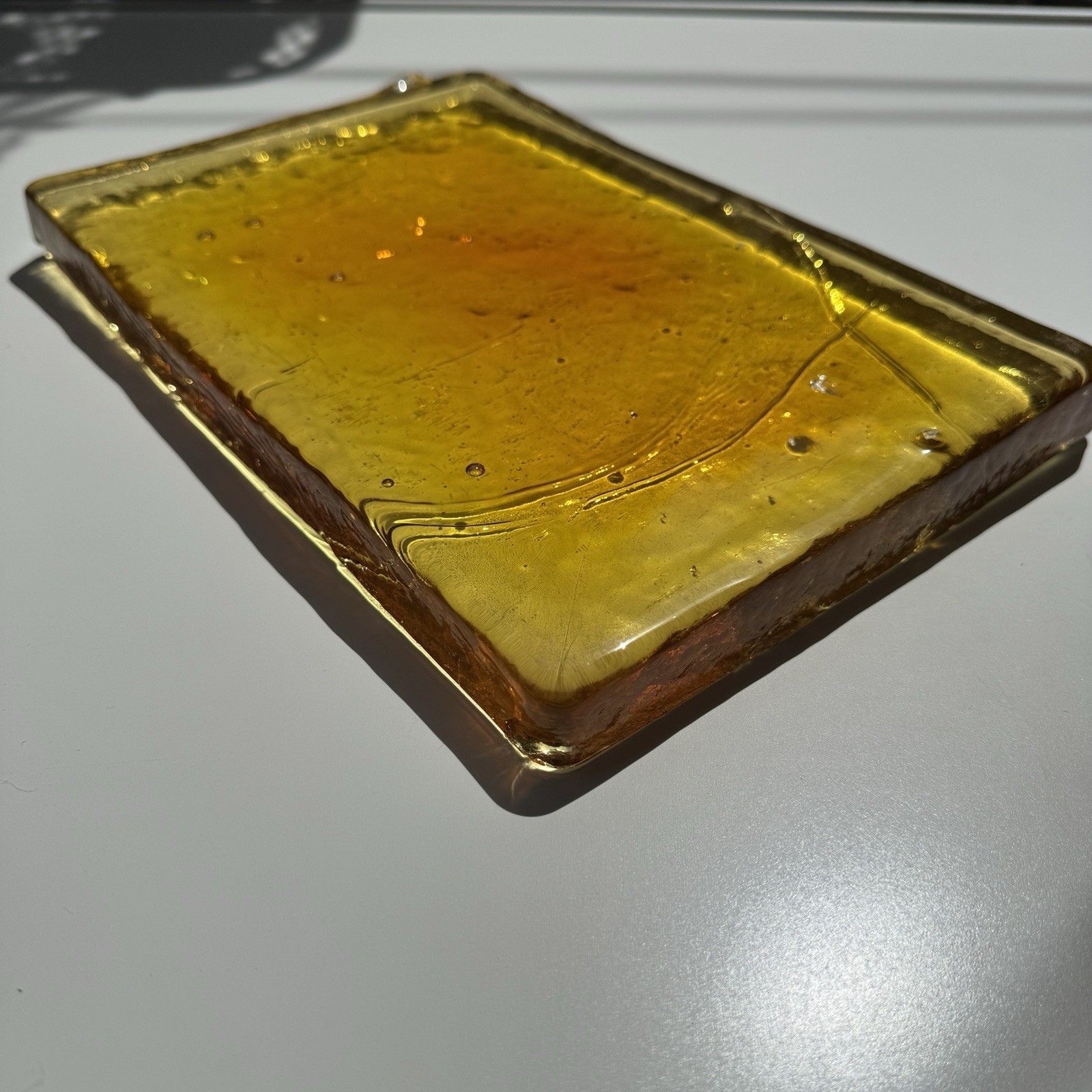BLENKO Dalle De Verre Yellow/Amber 12×8 Hand-Cast Architectural Glass Slab READ