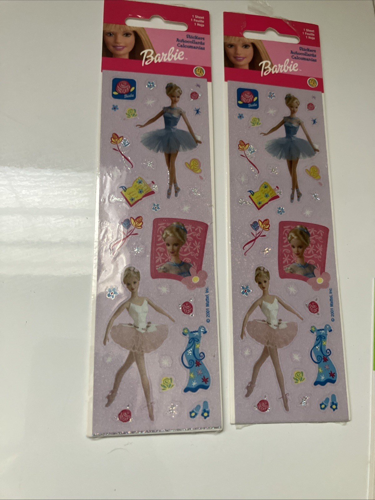 7 Lot Vintage Stickers Barbie 2000, Annie Langs 2001 And SandyLion Unknown Date