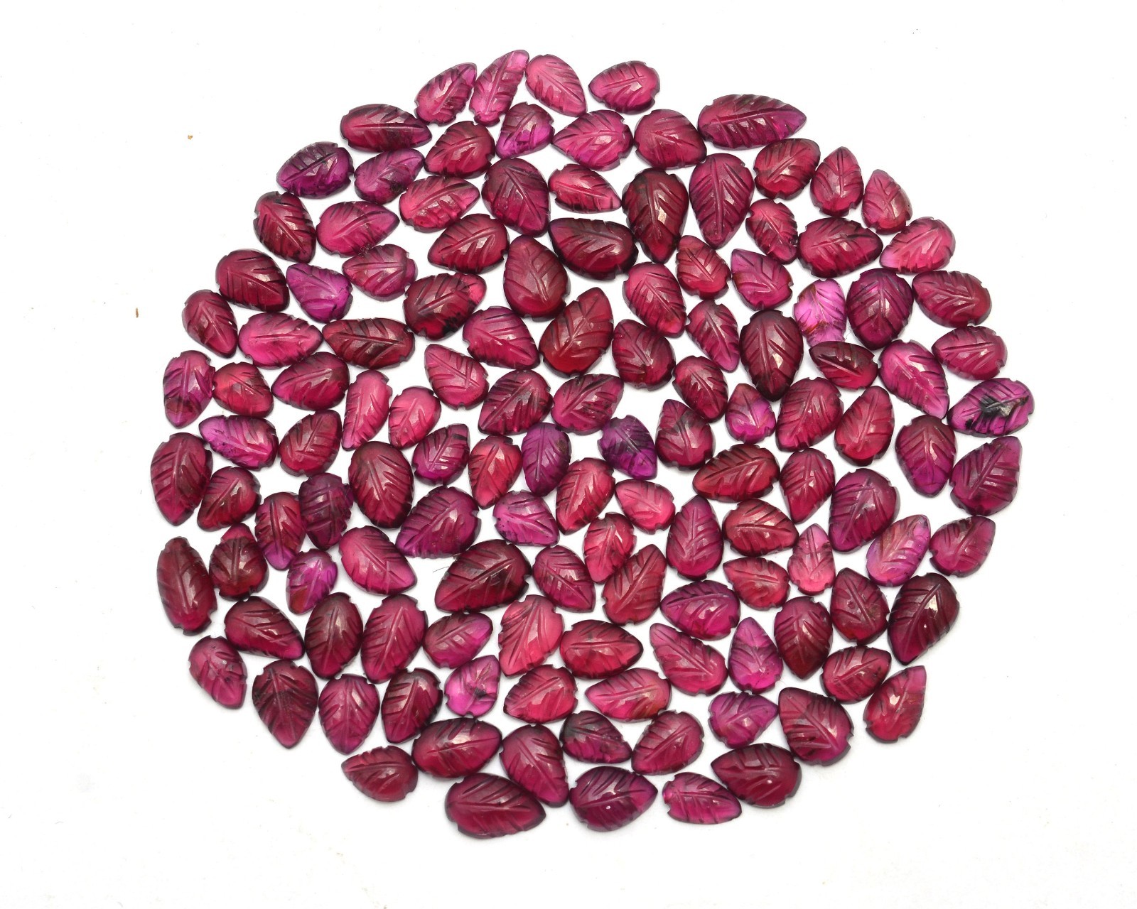 Rhodolite Garnet Carving Leaf Loose Gemstone, 7×5 mm To 10×7 mm, Red Garnet