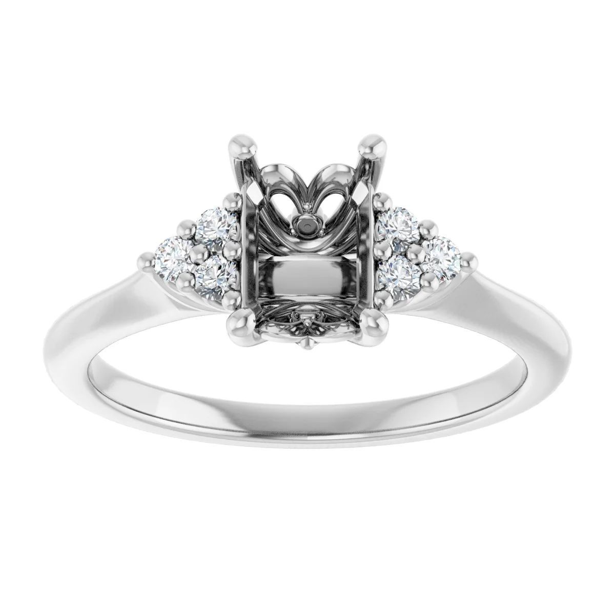 Cushion 8x6mm Semi Mount Ring Setting 925 Sterling Silver Side Stone Topaz