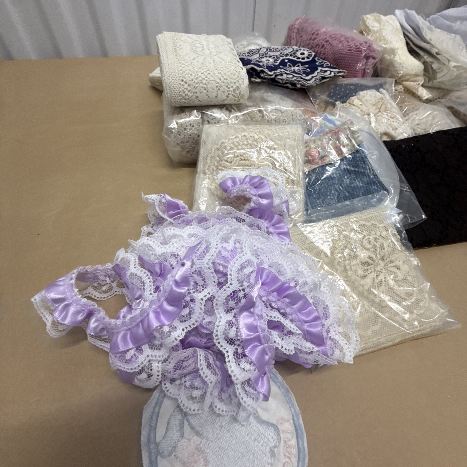 Huge Lot of Vintage Lace Crochet Ribbon Trim Edging Remnants Scraps Sewing Craft