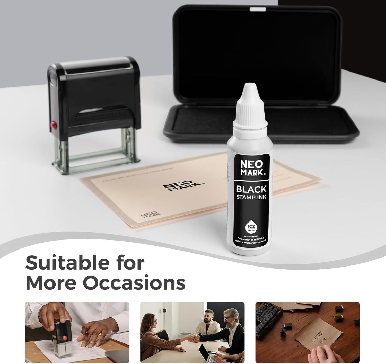 Black Stamp Ink, Quick-Drying Non-Toxic Refill Ink, 1oz Bottle