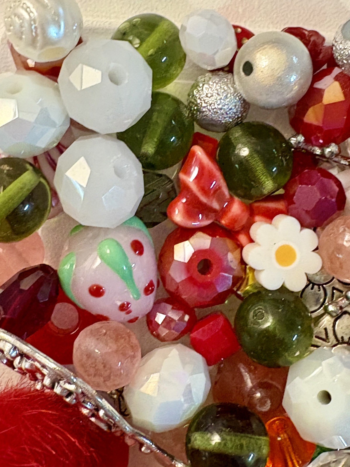 Strawberry BEAD MIX for Jewelry Making – Glass, Gemstone, Boho, Lampwork, Charms