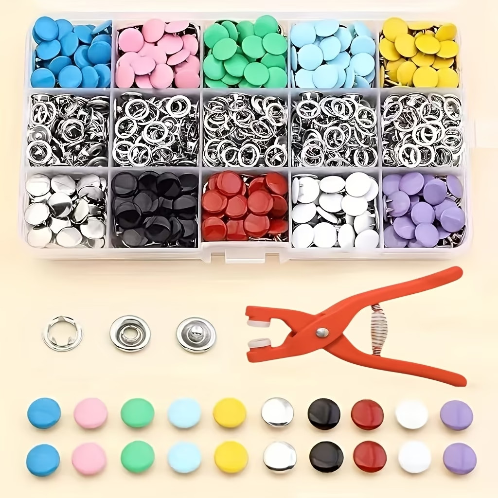 Snap Fastener Kit w/ Pliers – 200 Colorful Metal Snaps for Crafts & Sewing