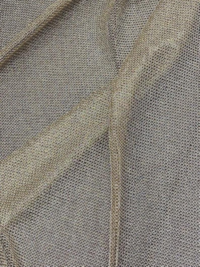 Metallic Chainmail Fabric Silver Mesh Sheer 2-Way Stretch 60 Inch Wide