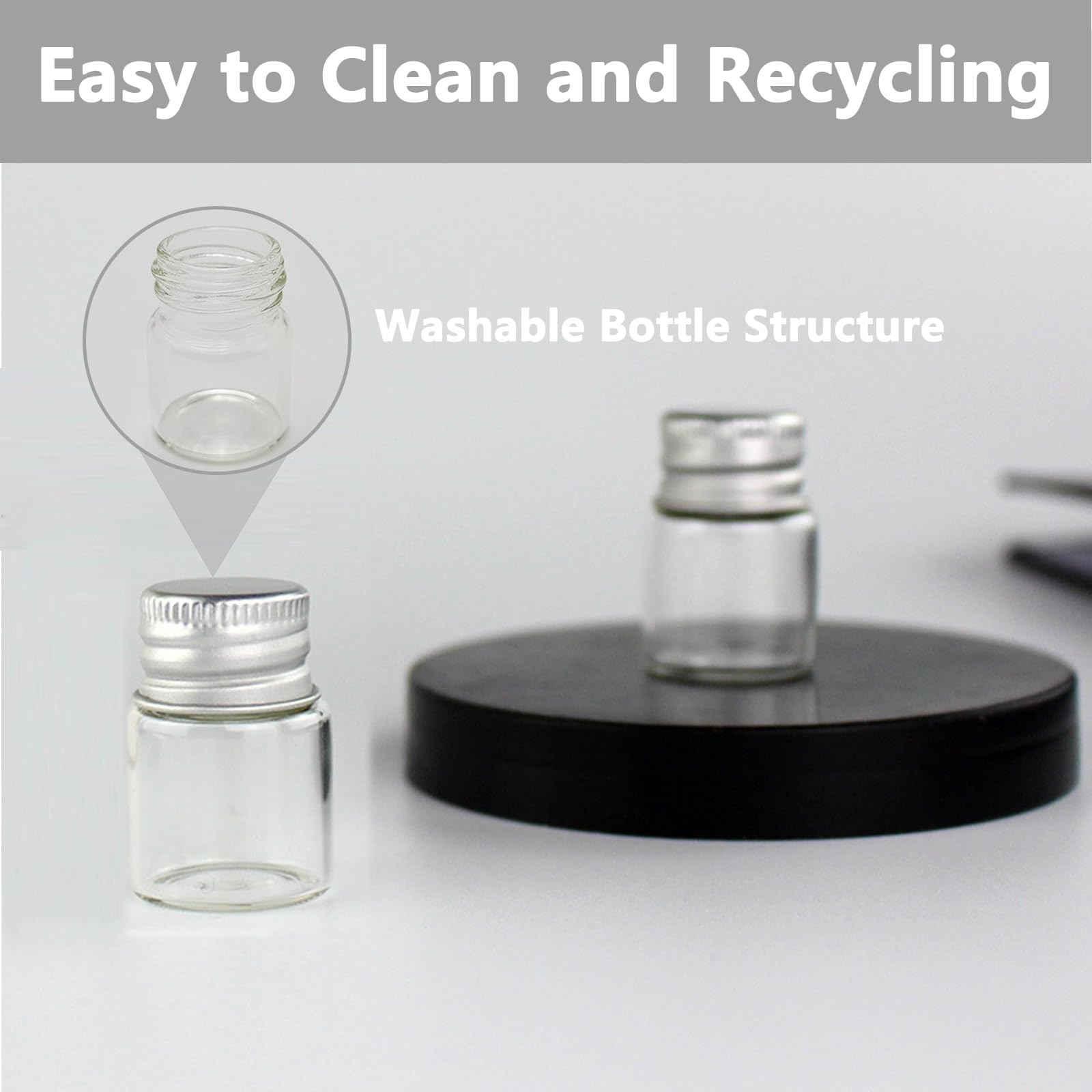 4Pcs 5ml Glass Jars with Lids Mini Glass Bottles Tiny Miniature Bottles Screw…