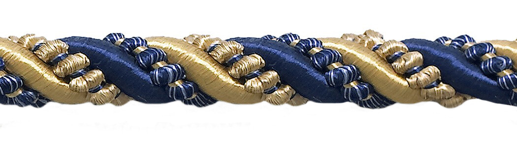 Gold Navy Blue 7/16″ Decorative Rope Cord Admiralty [By The Yard]