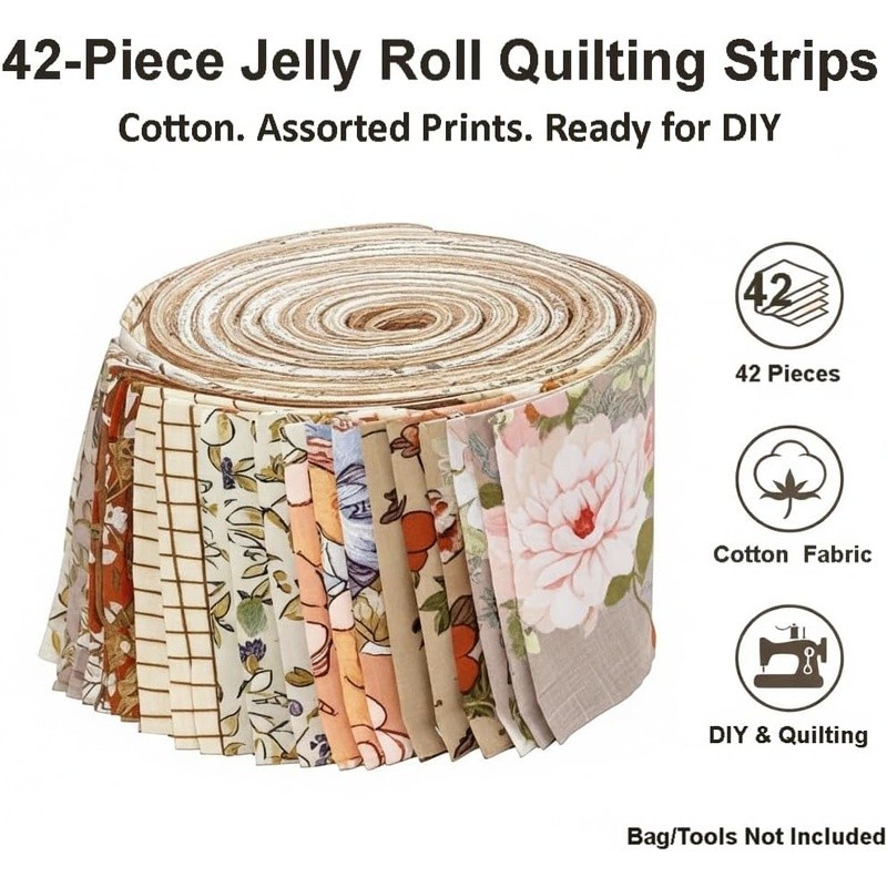 42 Cotton Jelly Roll Fabric Strips Quilting Bundle Sewing Patchwork Projects New
