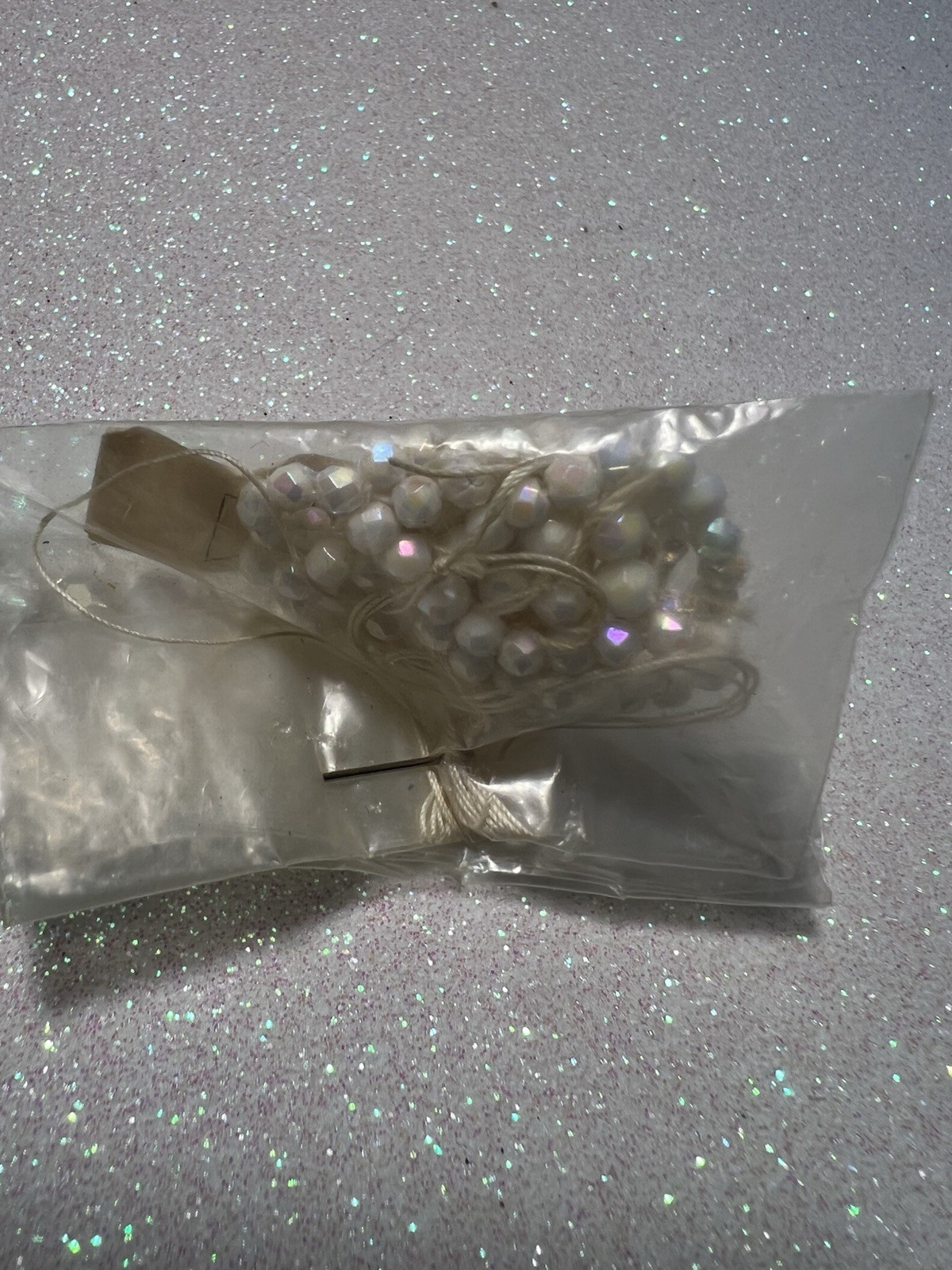 Rare NOS Antique AB & 40’s Western Germany White Iridescent Milk Glass beads