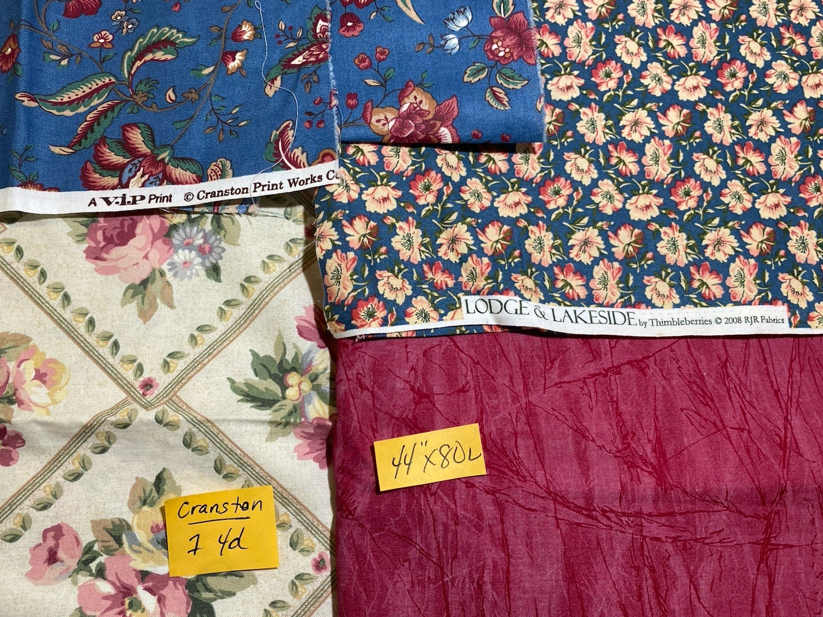 Vintage To Modern 11lb Lot Cotton Fabric Yards~Pieces~Panels Country Cottage