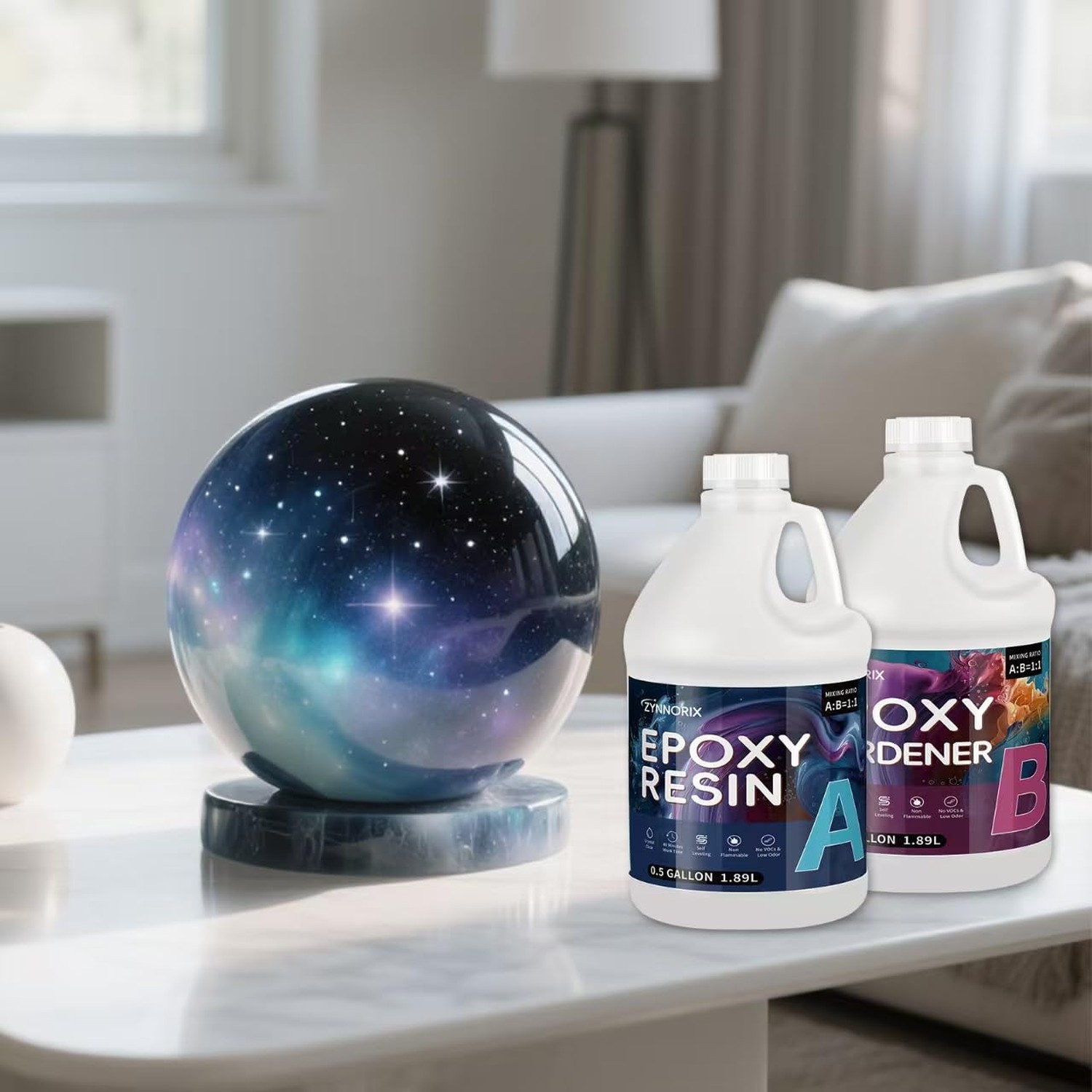 Resin Epoxy 1 Gallon,3×UV Resistant,Self Levefing, Best for DIY, Art, River