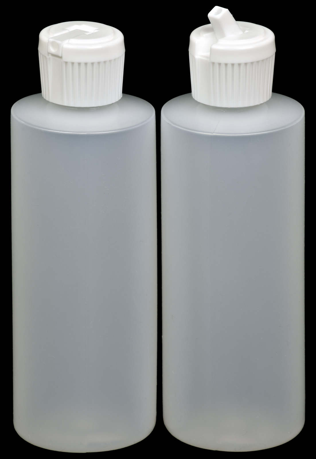Plastic Bottle w/White Turret Lid, 4-oz., 100-Pack, New