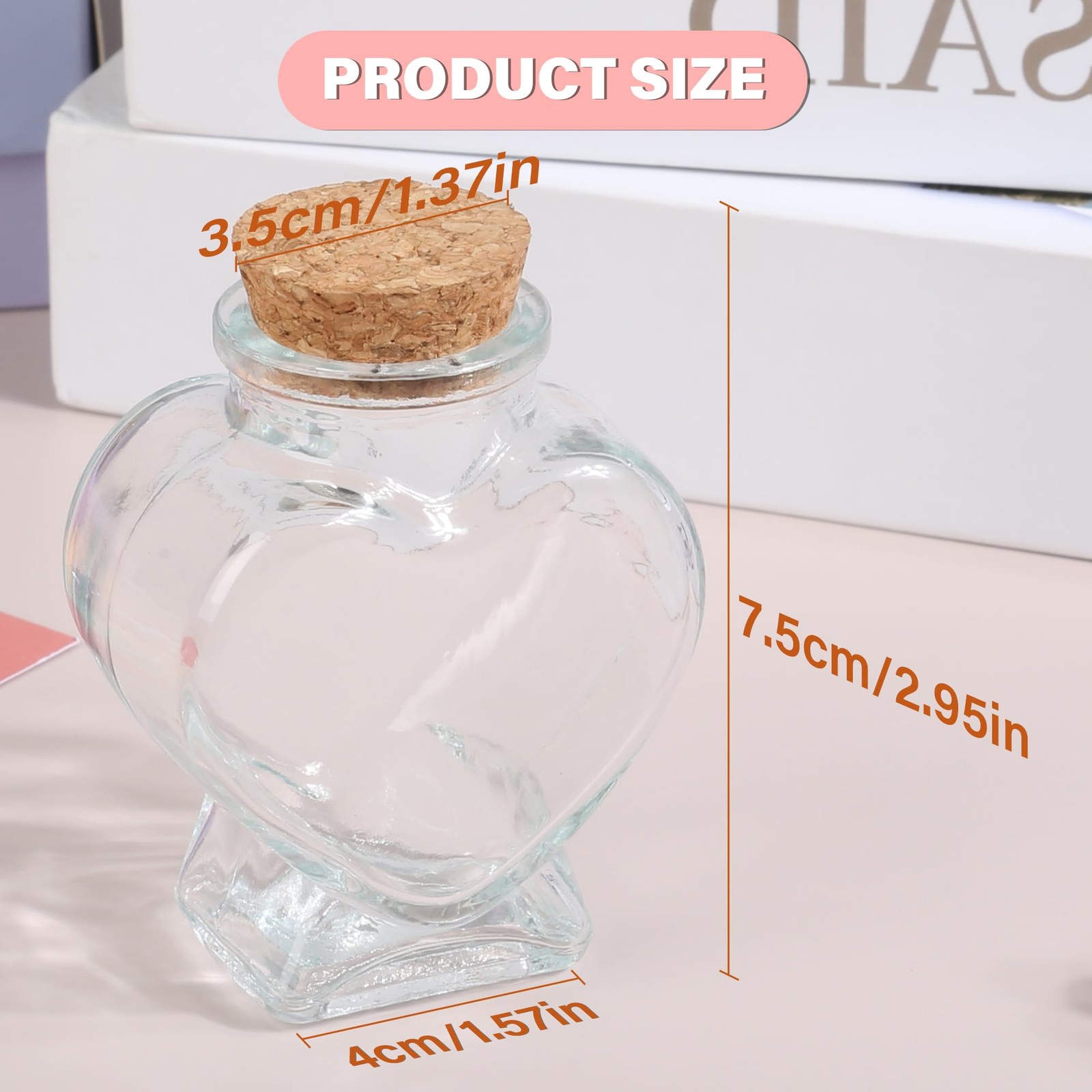 50ml 1Pcs Empty CLear Glass Heart-Shaped Bottles Decorative, Glass Bottle wit…