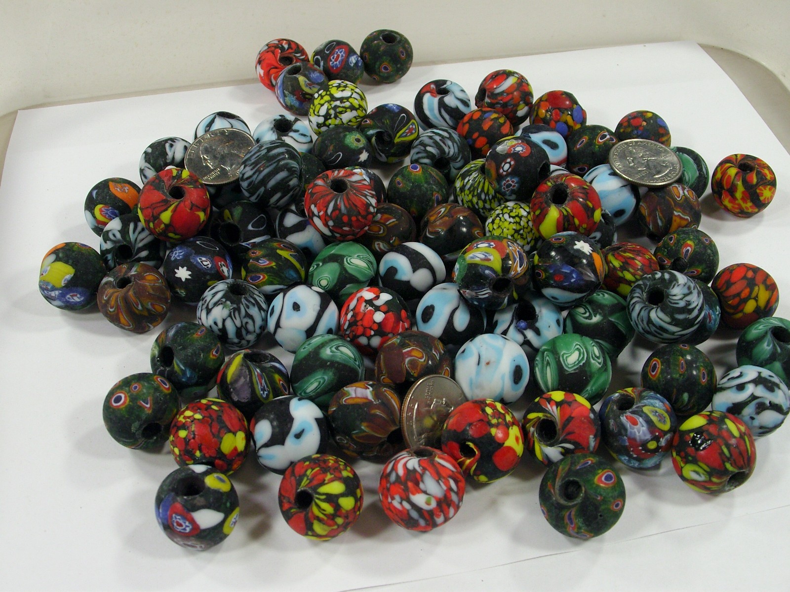 2 Pounds Large Multicolor India Handmade Millefiori Glass Beads Bulk (MNP-12B) ⭐